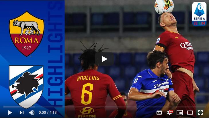คลิปไฮไลท์ฟุตบอลกัลโช่ เซเรีย อา อิตาลี เอเอส โรม่า 2 - 1 ซามพ์โดเรีย