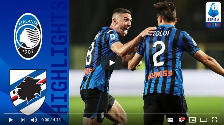 คลิปไฮไลท์ฟุตบอลกัลโช่ เซเรีย อา อิตาลี อตาลันต้า 2 - 0 ซามพ์โดเรีย