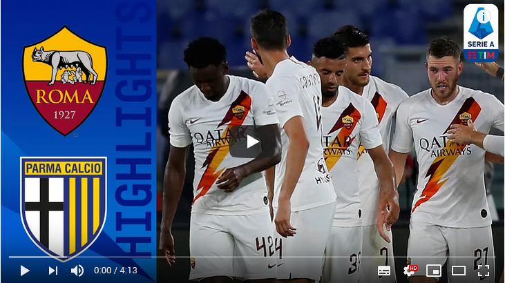 คลิปไฮไลท์ฟุตบอลกัลโช่ เซเรีย อา อิตาลี เอเอส โรม่า 2 - 1 ปาร์ม่า
