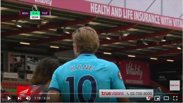 คลิปไฮไลท์ฟุตบอลพรีเมียร์ลีก อังกฤษ บอร์นมัธ เอเอฟซี 0 - 0 ท็อตแน่ม ฮ็อทสเปอร์