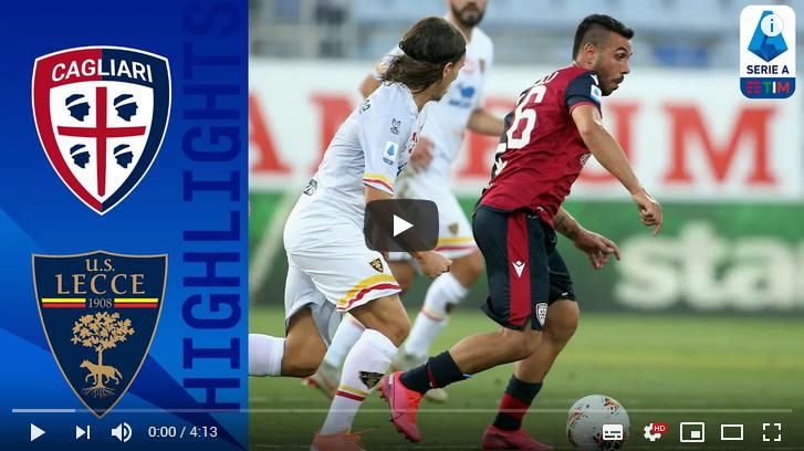 คลิปไฮไลท์ฟุตบอลกัลโช่ เซเรีย อา อิตาลี กาญารี่ 0 - 0 เลชเช่