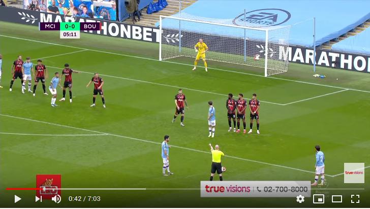 คลิปไฮไลท์ฟุตบอลพรีเมียร์ลีก อังกฤษ แมนเชสเตอร์ ซิตี้ 2 - 1 บอร์นมัธ เอเอฟซี