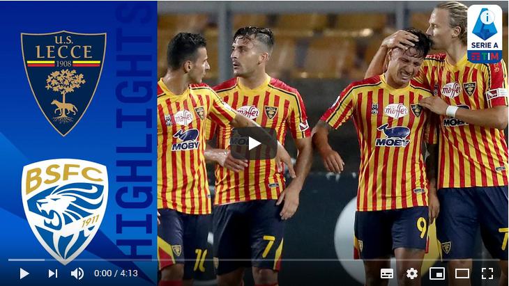 คลิปไฮไลท์ฟุตบอลกัลโช่ เซเรีย อา อิตาลี เลชเช่ 3 - 1 เบรสชา