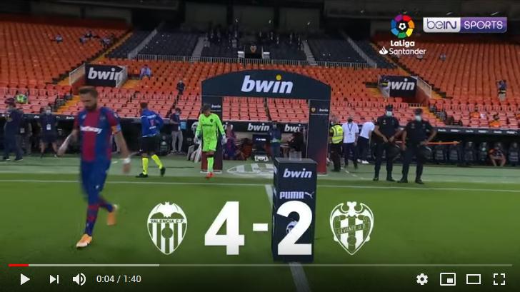 คลิปไฮไลท์ฟุตบอลลาลีกา สเปน บาเลนเซีย 4 - 2 เลบานเต้