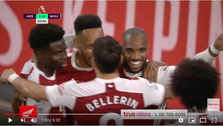 คลิปไฮไลท์ฟุตบอลพรีเมียร์ลีก อังกฤษ อาร์เซน่อล 2 - 1 เวสต์แฮมยูไนเต็ด