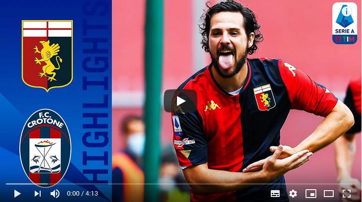 คลิปไฮไลท์ฟุตบอลกัลโช่ เซเรีย อา อิตาลี เจนัว 4 - 1 โครโตเน่