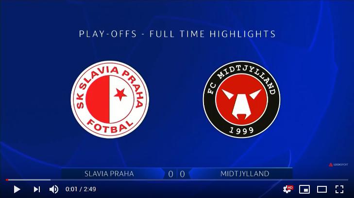 คลิปไฮไลท์ฟุตบอลยูฟ่า แชมเปี้ยนส์ ลีก สลาเวีย ปราก 0 - 0 มิดทิลแลนด์
