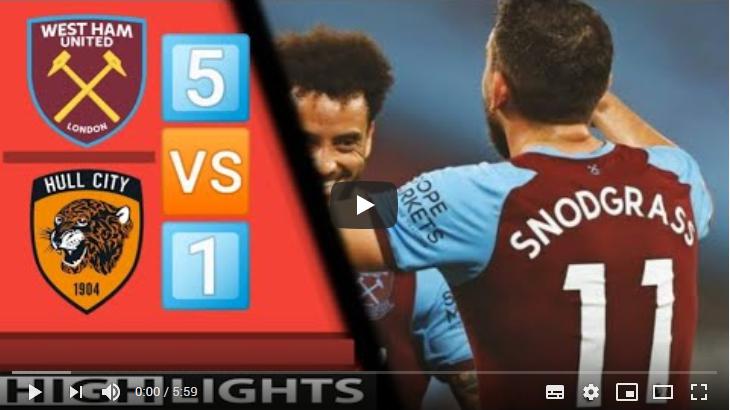 คลิปไฮไลท์ฟุตบอลอังกฤษ ลีกคัพ เวสต์แฮมยูไนเต็ด 5 - 1 ฮัลล์ ซิตี้
