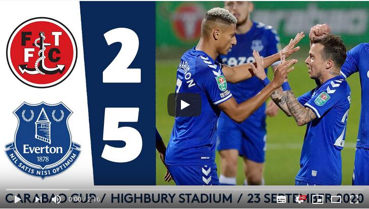 คลิปไฮไลท์ฟุตบอลอังกฤษ ลีกคัพ ฟลีตวู้ด ทาวน์ 2 - 5 เอฟเวอร์ตัน