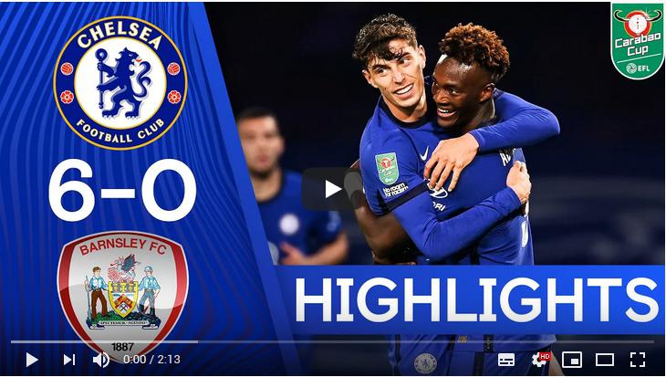 คลิปไฮไลท์ฟุตบอลอังกฤษ ลีกคัพ เชลซี 6 - 0 บาร์นสลีย์