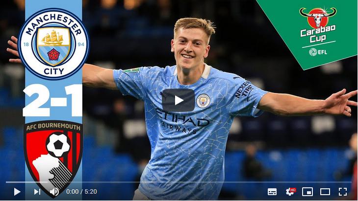 คลิปไฮไลท์ฟุตบอลอังกฤษ ลีกคัพ แมนเชสเตอร์ ซิตี้ 2 - 1 บอร์นมัธ เอเอฟซี