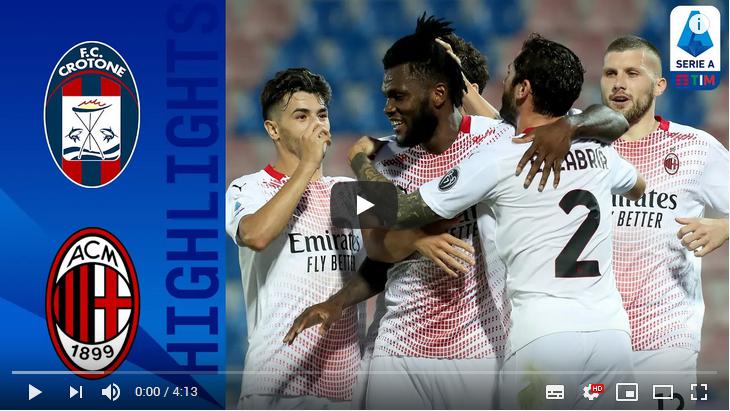 คลิปไฮไลท์ฟุตบอลกัลโช่ เซเรีย อา อิตาลี โครโตเน่ 0 - 2 เอซี มิลาน
