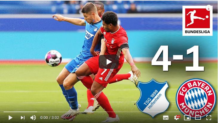 คลิปไฮไลท์ฟุตบอลบุนเดสลีกา เยอรมัน ทีเอสจี ฮอฟเฟนไฮม์ 4 - 1 บาเยิร์น มิวนิค