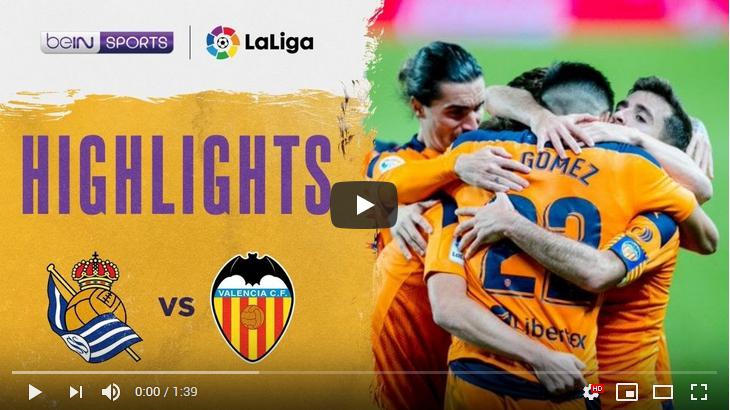 คลิปไฮไลท์ฟุตบอลลาลีกา สเปน เรอัล โซเซียดาด 0 - 1 บาเลนเซีย