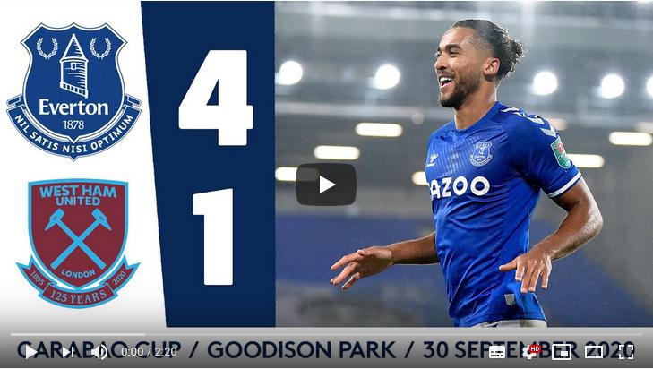 คลิปไฮไลท์ฟุตบอลอังกฤษ ลีกคัพ เอฟเวอร์ตัน 4 - 1 เวสต์แฮมยูไนเต็ด