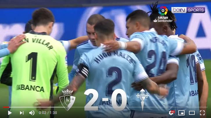 คลิปไฮไลท์ฟุตบอลลาลีกา สเปน โอซาซูน่า 2 - 0 เซลต้า บีโก้