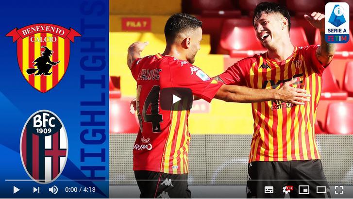 คลิปไฮไลท์ฟุตบอลกัลโช่ เซเรีย อา อิตาลี เบเนเวนโต้ 1 - 0 โบโลญญ่า