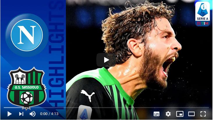 คลิปไฮไลท์ฟุตบอลกัลโช่ เซเรีย อา อิตาลี นาโปลี 0 - 2 ซัสเซาโล่