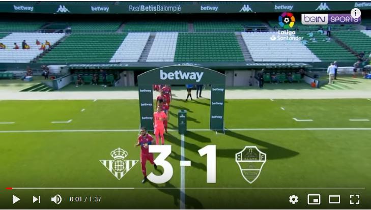 คลิปไฮไลท์ฟุตบอลลาลีกา สเปน เรอัล เบติส 3 - 1 เอลเช่