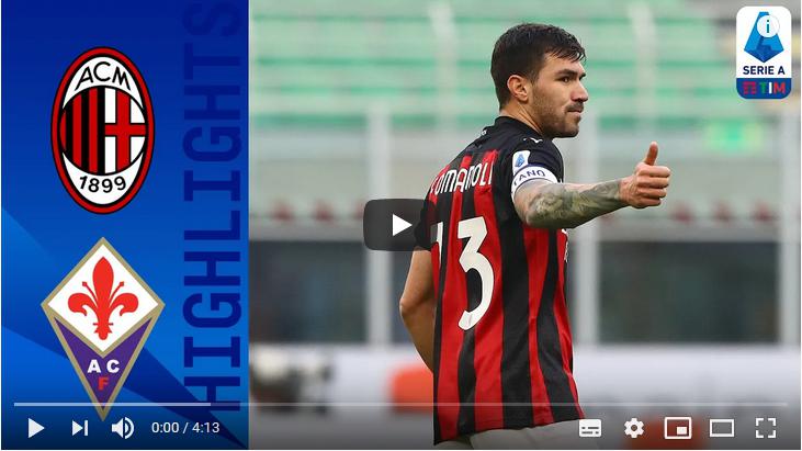 คลิปไฮไลท์ฟุตบอลกัลโช่ เซเรีย อา อิตาลี เอซี มิลาน 2 - 0 ฟิออเรนติน่า