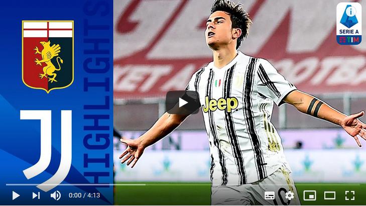 คลิปไฮไลท์ฟุตบอลกัลโช่ เซเรีย อา อิตาลี เจนัว 1 - 3 ยูเวนตุส