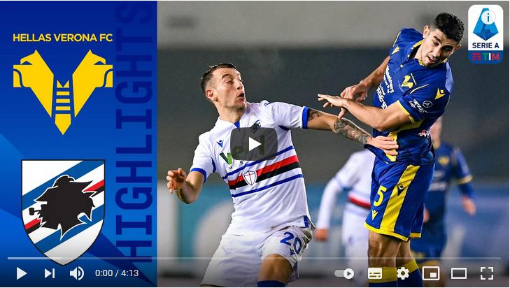 คลิปไฮไลท์ฟุตบอลกัลโช่ เซเรีย อา อิตาลี เวโรน่า 1 - 2 ซามพ์โดเรีย