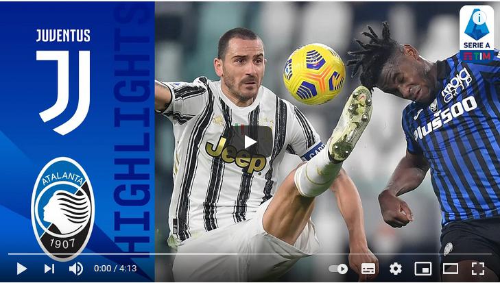 คลิปไฮไลท์ฟุตบอลกัลโช่ เซเรีย อา อิตาลี ยูเวนตุส 1 - 1 อตาลันต้า