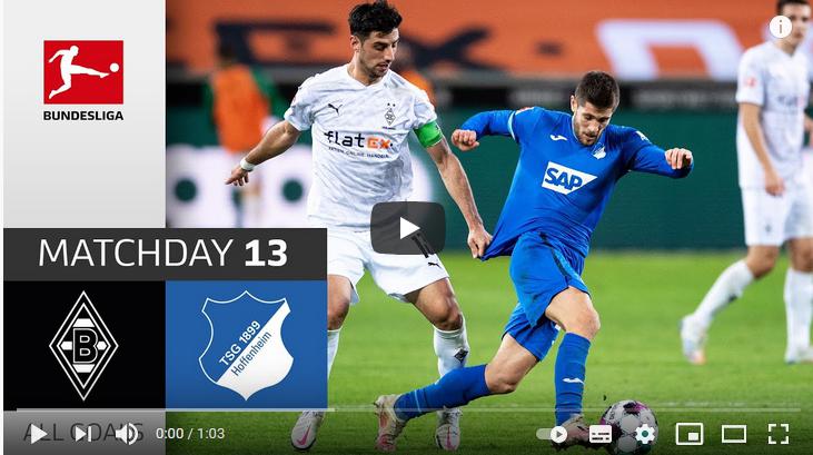คลิปไฮไลท์ฟุตบอลบุนเดสลีกา เยอรมัน โบรุสเซีย มึนเช่นกลัดบัค 1 - 2 ทีเอสจี ฮอฟเฟนไฮม์