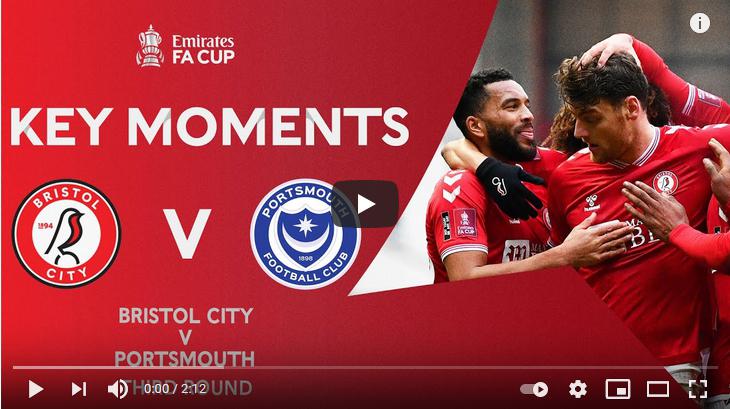 คลิปไฮไลท์ฟุตบอลอังกฤษ เอฟเอ คัพ บริสตอล ซิตี้ 2 - 1 พอร์ทสมัธ