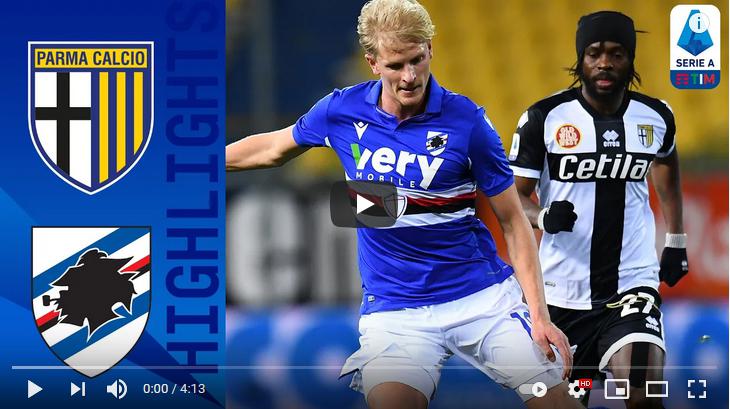 คลิปไฮไลท์ฟุตบอลกัลโช่ เซเรีย อา อิตาลี ปาร์ม่า 0 - 2 ซามพ์โดเรีย