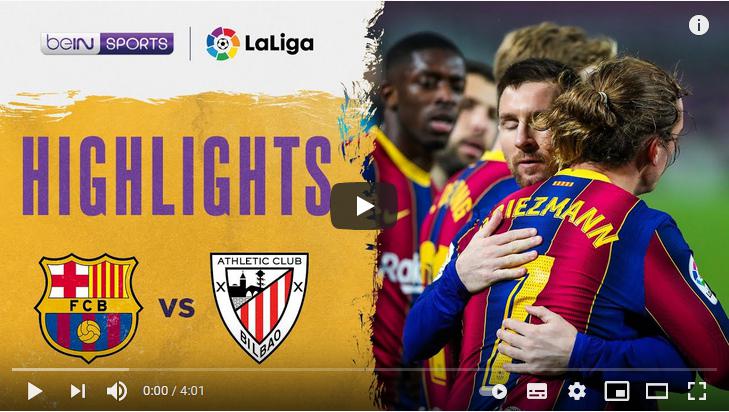 คลิปไฮไลท์ฟุตบอลลาลีกา สเปน บาร์เซโลน่า 2 - 1 แอธเลติก บิลเบา