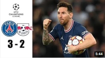 คลิปไฮไลท์ฟุตบอลยูฟ่า แชมเปี้ยนส์ ลีก ปารีส แซงต์ แชร์กแมง 3 - 2 แอร์เบ ไลป์ซิก